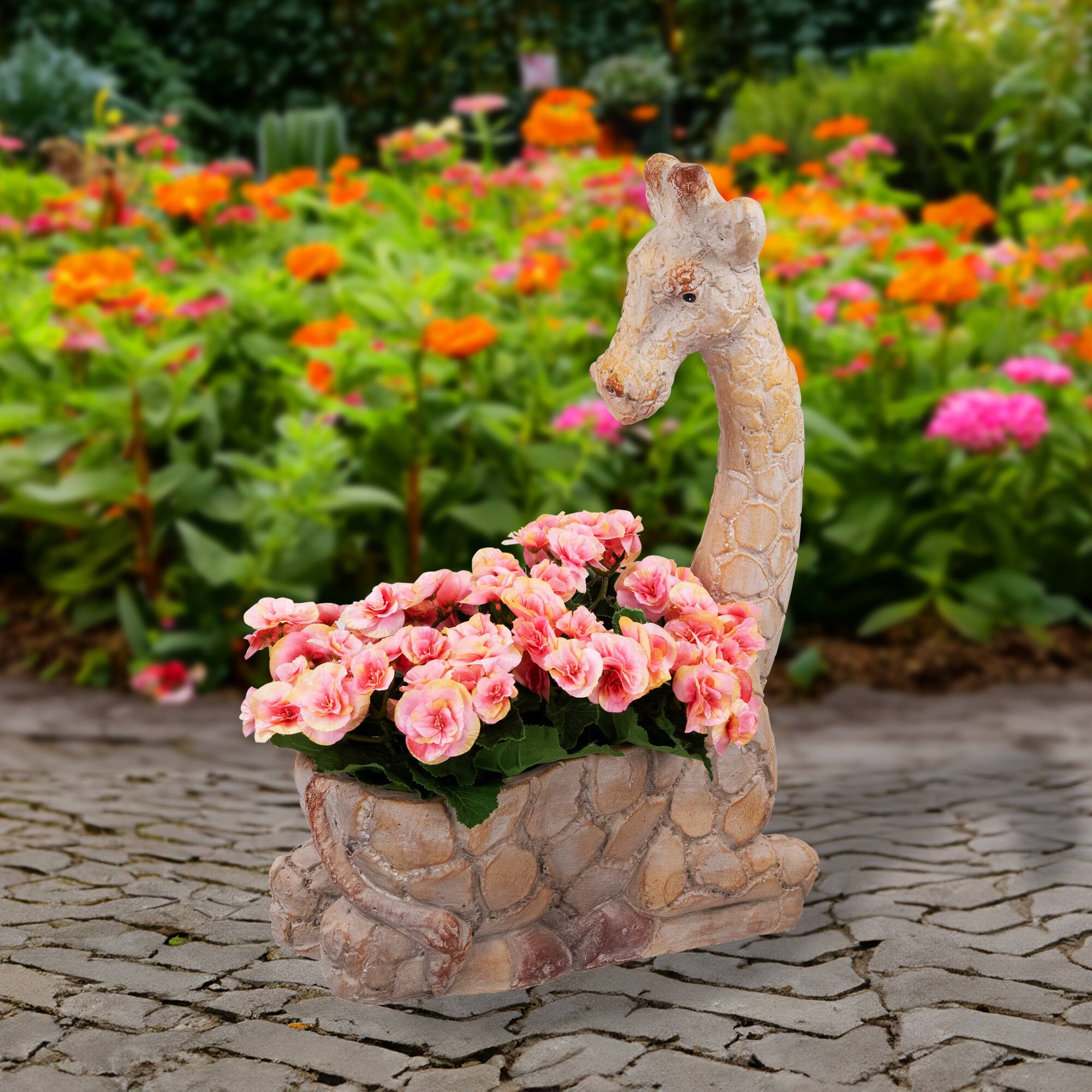 17" Giraffe Outdoor Ceramic Garden Planter